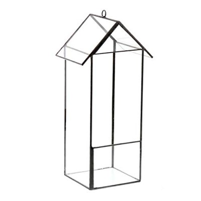 Barnyard Designs Watertight Glass Terrarium House Succulent Plant Container Tabletop Decor 10" x 3.5" (Black)   